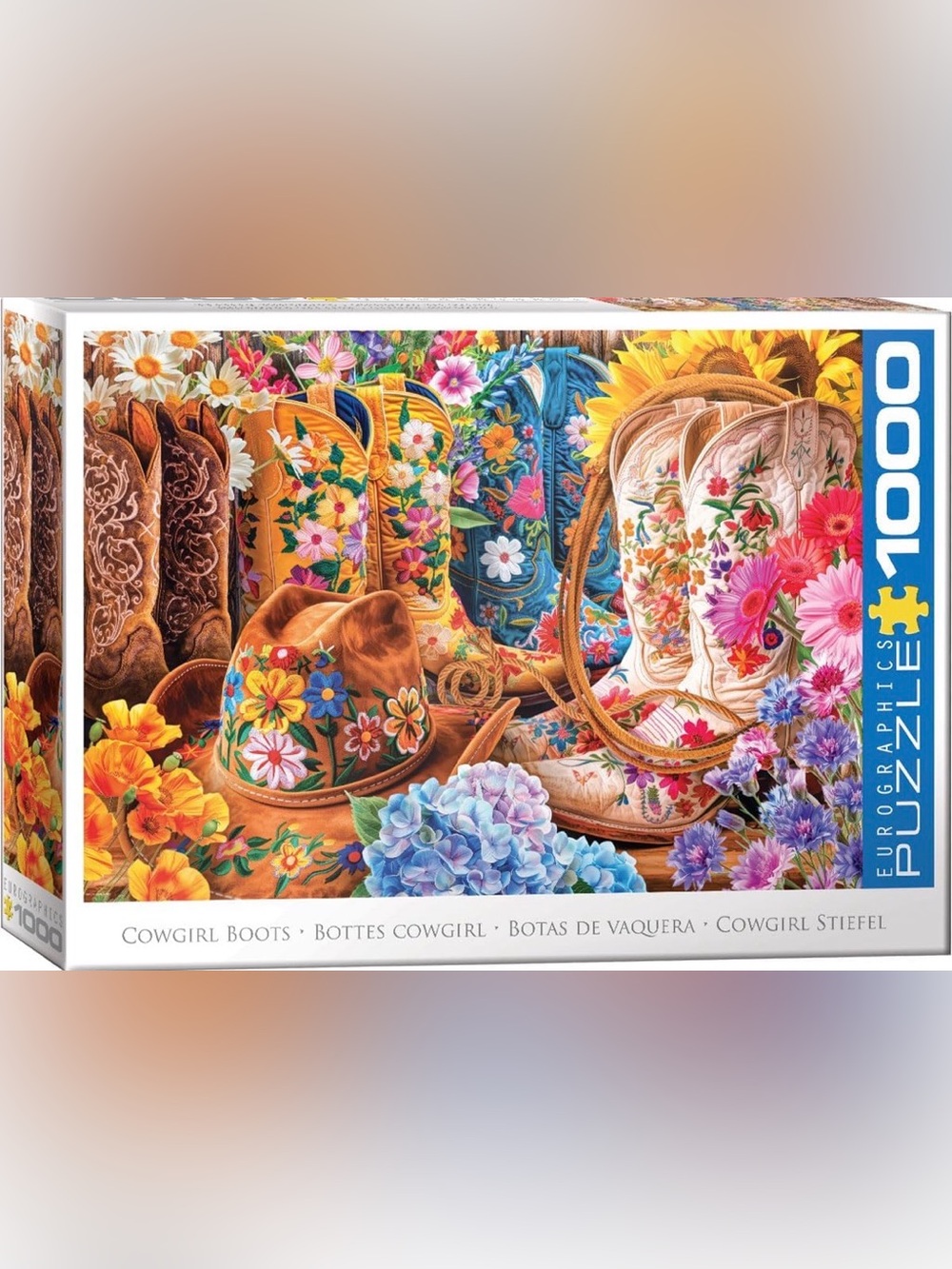 EuroGraphics Cowgirl Boots 1000-Piece Jigsaw Puzzle - Colorful Floral Boots
